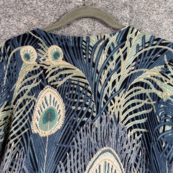 Talbots Petite Pure Cashmere Sweater Peacock Feather Print Quiet Luxury Size SP - Picture 11 of 15